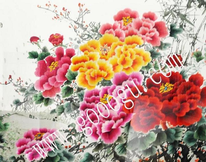 精品牡丹花、繡工精細
